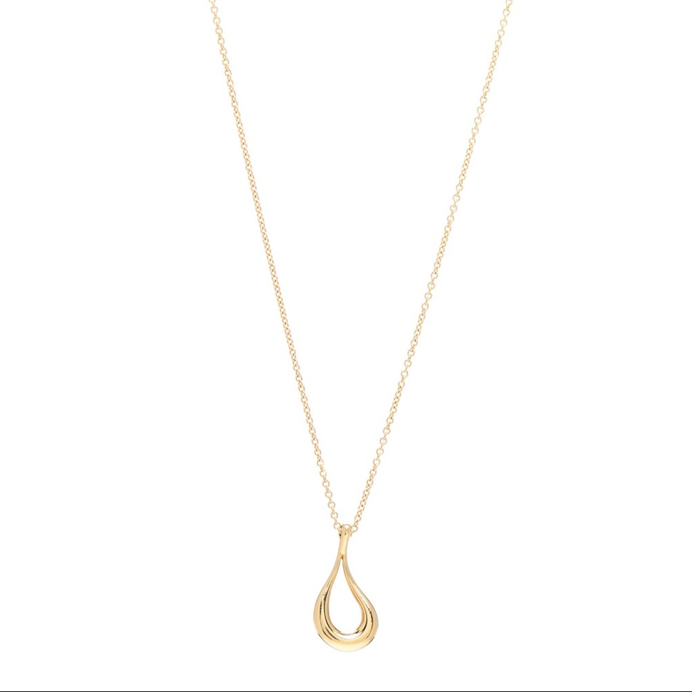 Tiffany & Co 18K Yellow Gold Elsa Peretti Open Tear Drop Pendant Necklace